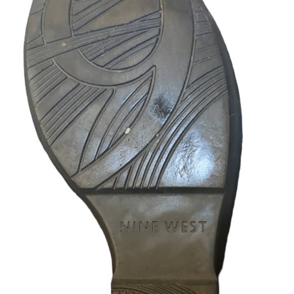 NINE WEST Orange Leather Wedges Slide Sandals Size  7.5. - Picture 13 of 16